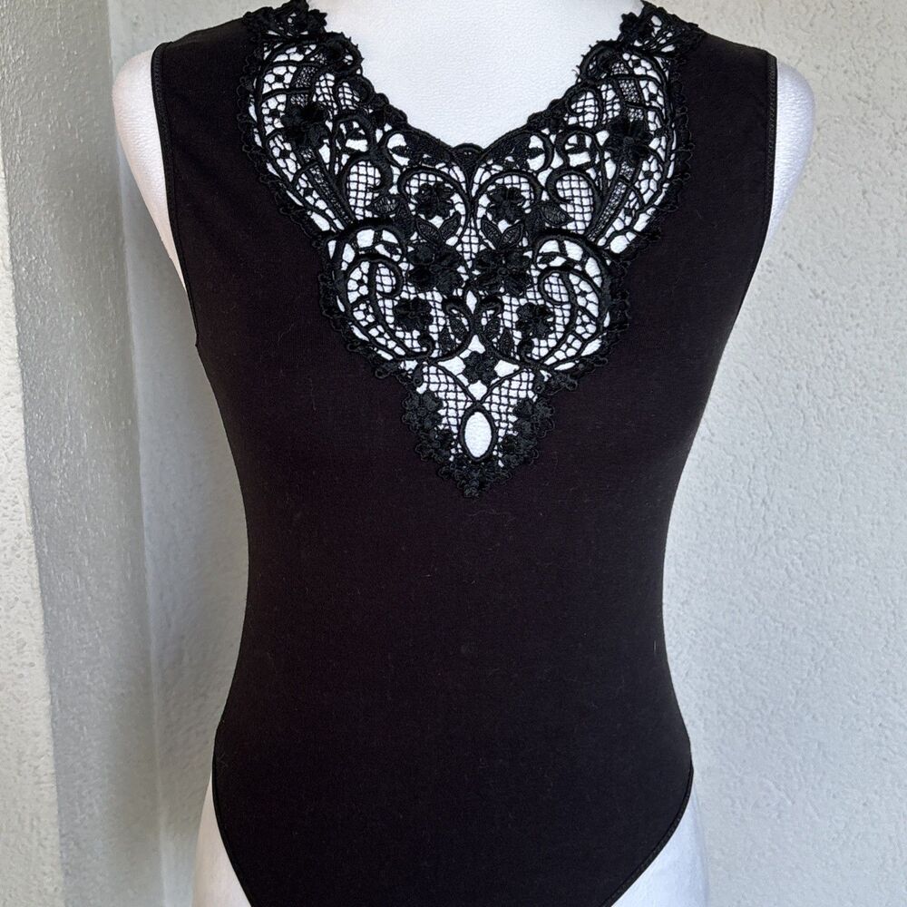 Vintage Victoria’s Secret Gold Label Black Bodysuit Size Small